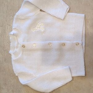Vintage Bright Futures White Baby Cardigan Size 6-9 Months